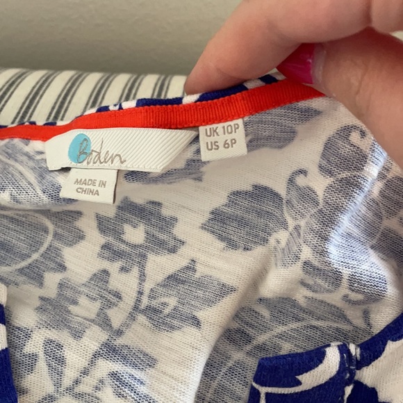 Boden Blue and White Tie-waist Dress with Pockets - Picture 3 of 3